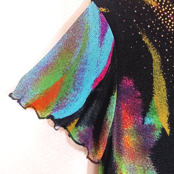 Serengeti Colorful Long Ruffle Tunic with Neck Sparkles Size S - Picture 4 of 11